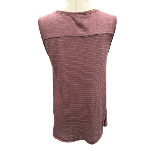 We the Free Oversized Maroon Striped Sleeveless T Shirt XS - Picture 5 of 7